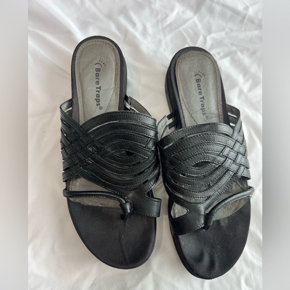 BareTraps Black Woven Slip-On Sandals